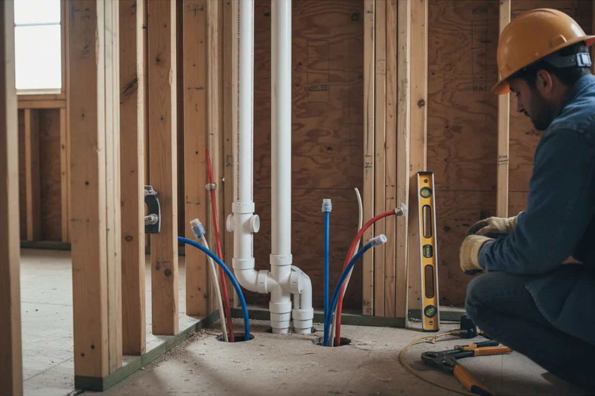 Drain and supply rough-in during Sump Pump Repair in Monrovia